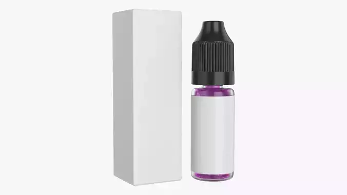 Vapor liquid bottle small with black cap and box  3D model