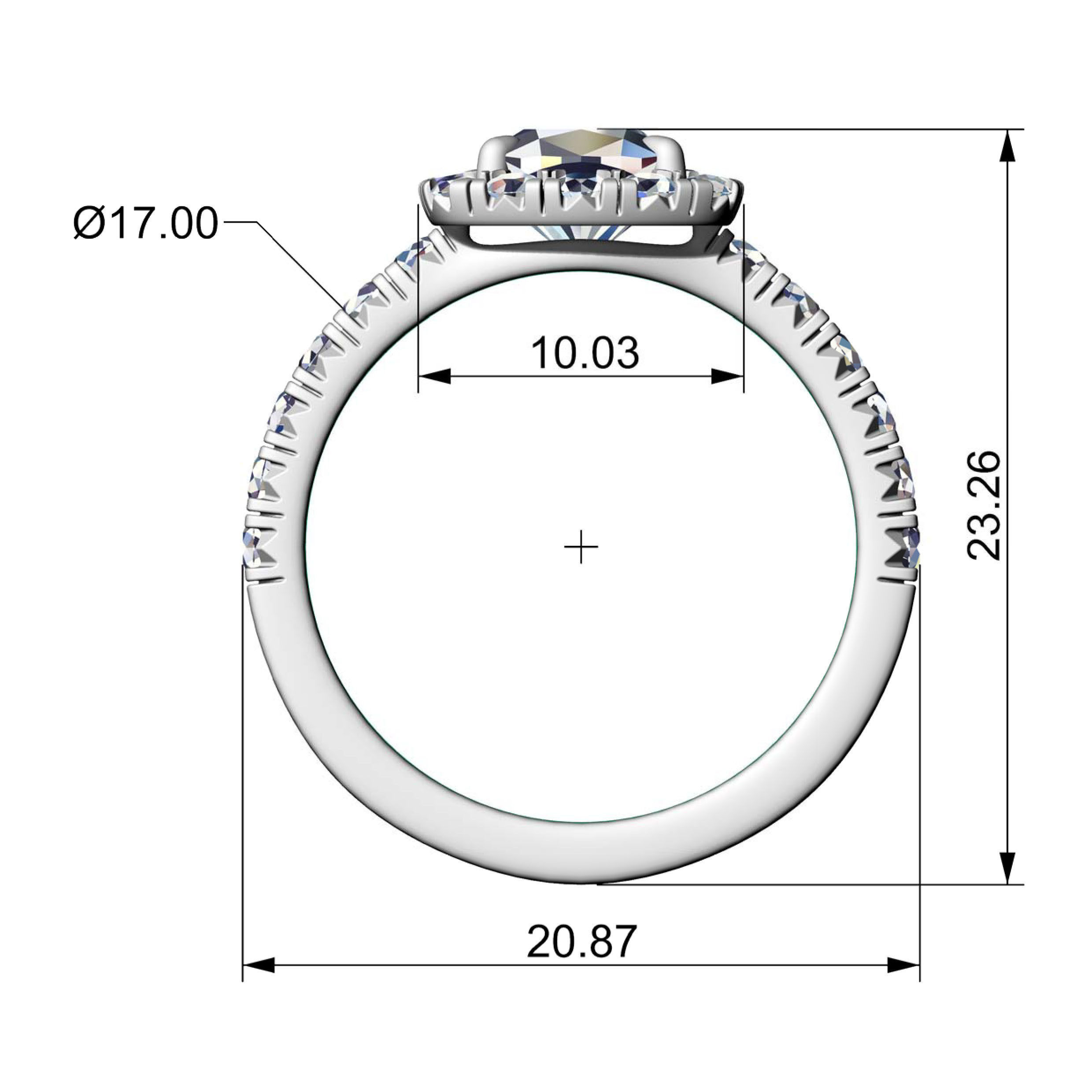 Elegant Cushion Halo Diamond Engagement  Ring 3D Print Model 3D print model_2
