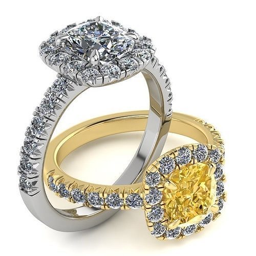 Elegant Cushion Halo Diamond Engagement  Ring 3D Print Model 3D print model