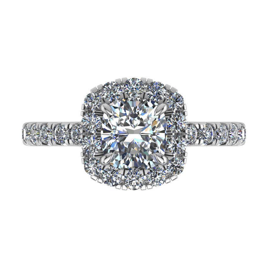 Elegant Cushion Halo Diamond Engagement  Ring 3D Print Model 3D print model_8