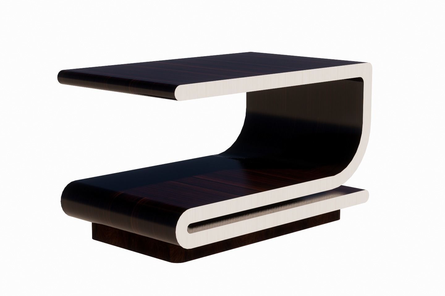 Curved Wood Table 3D model_2