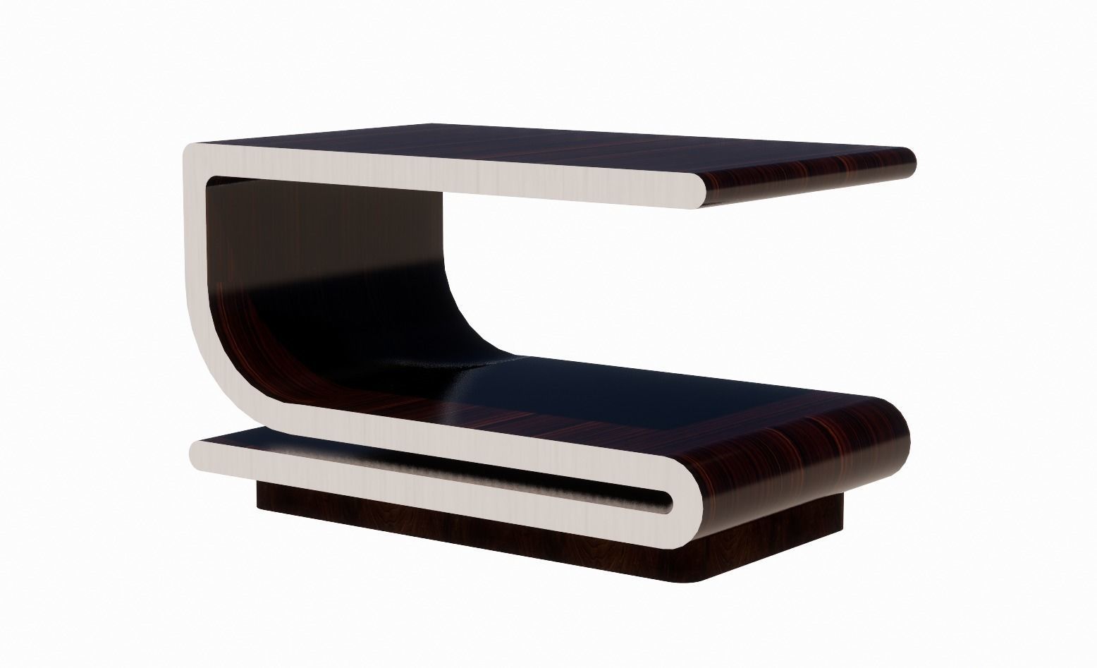 Curved Wood Table 3D model_1