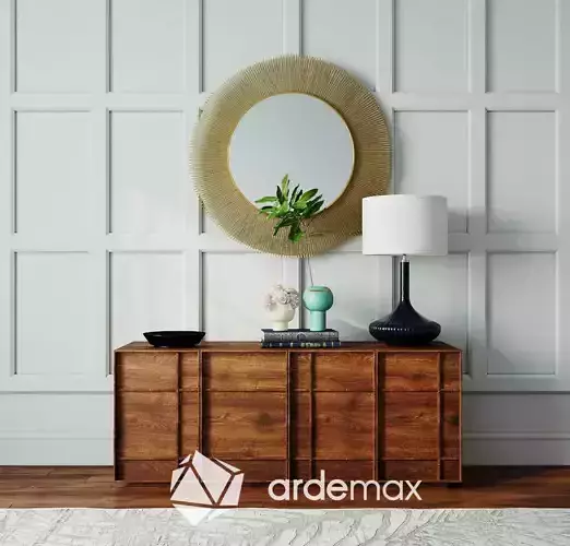 Media console with decor by CB2