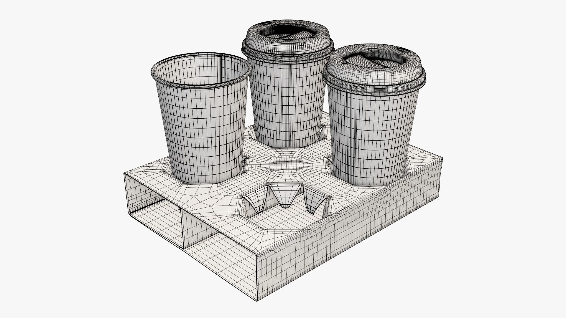 Cups biodegradable with cardboard holder 3D model_5