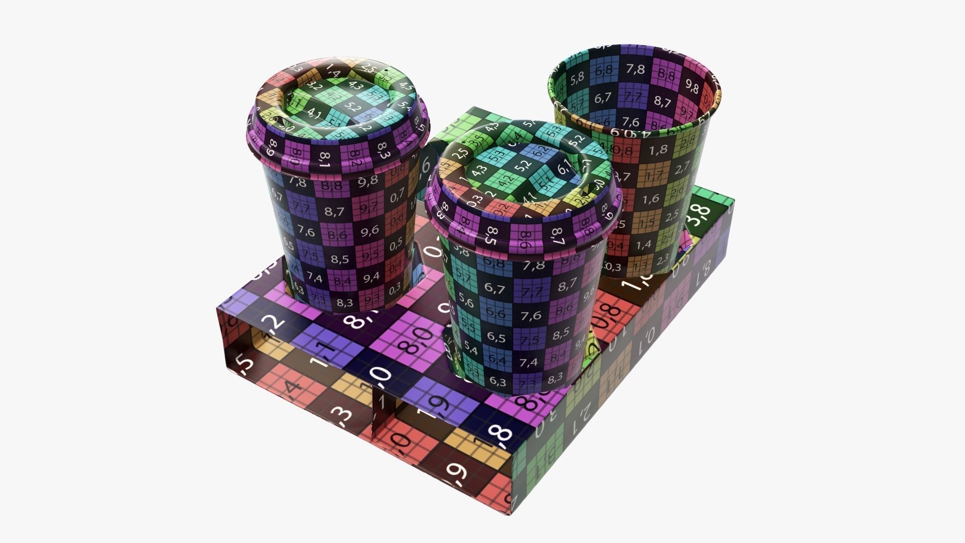 Cups biodegradable with cardboard holder 3D model_13