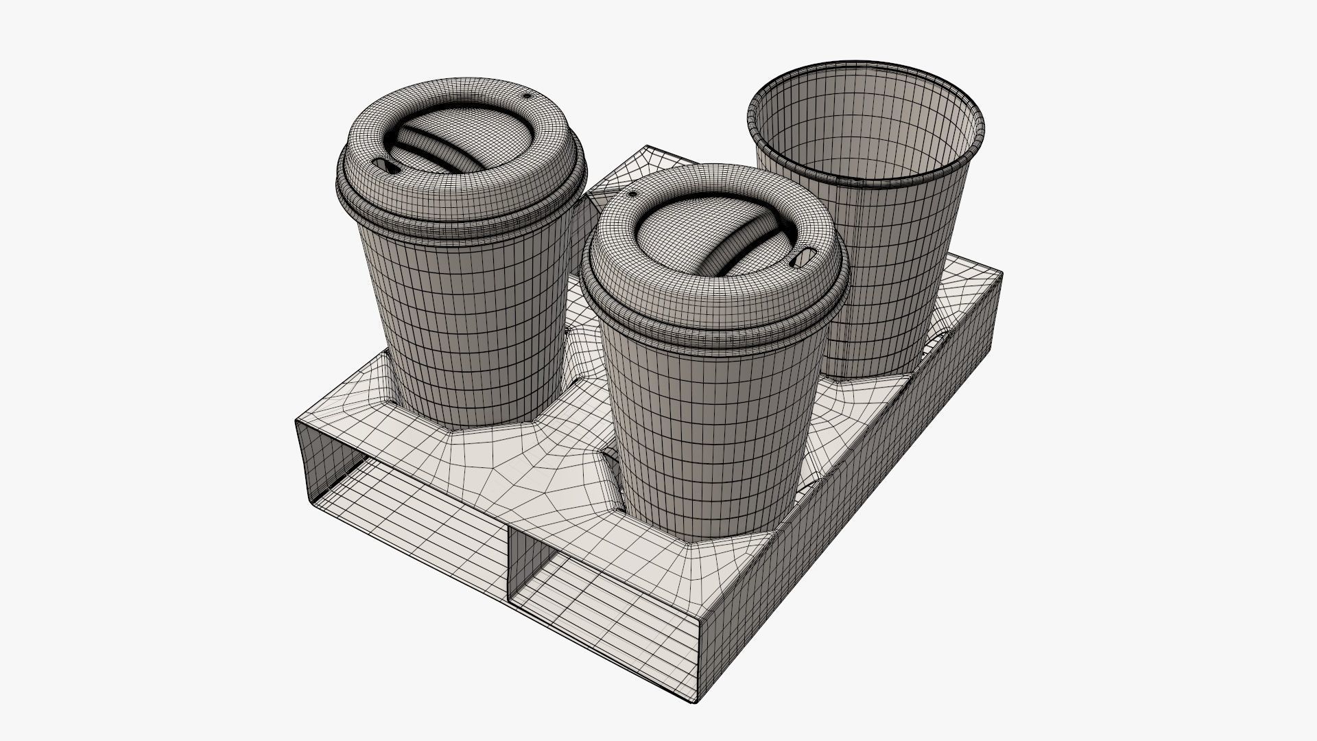 Cups biodegradable with cardboard holder 3D model_8