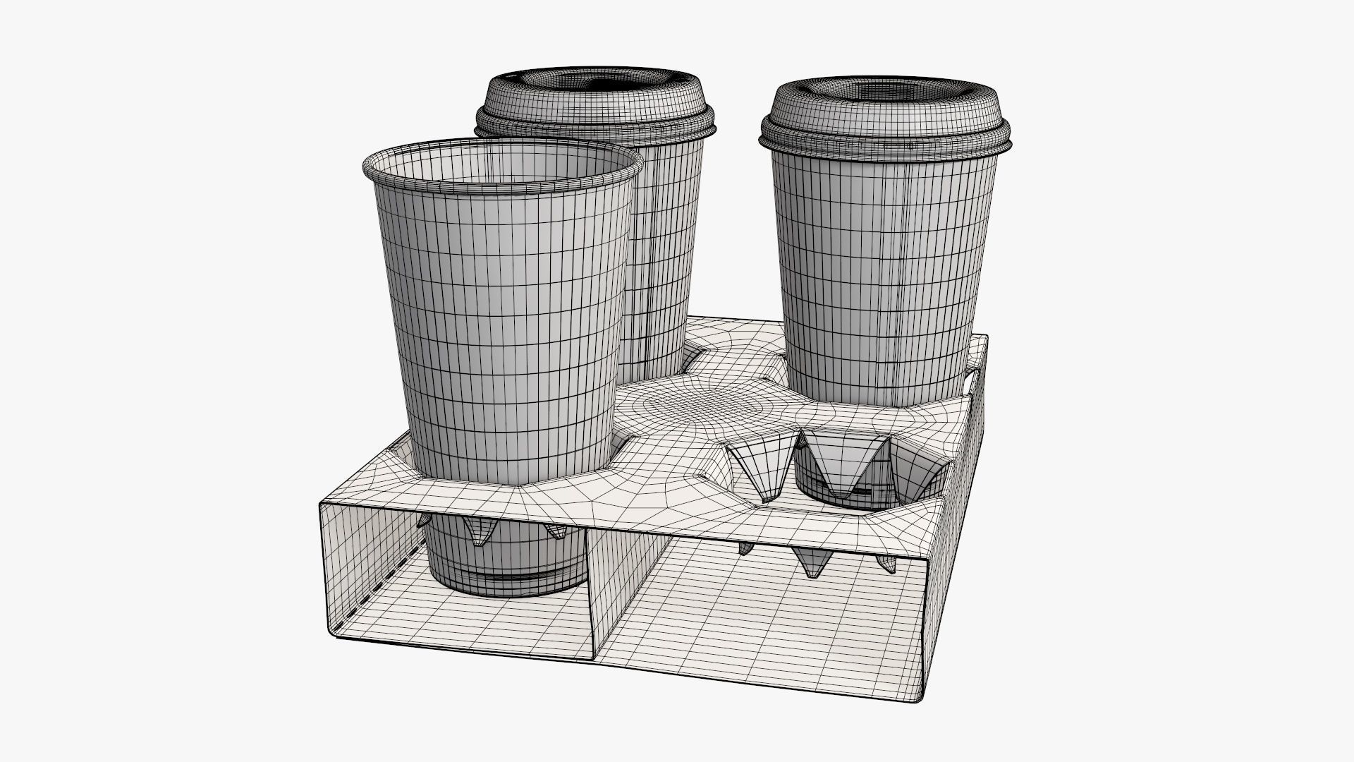 Cups biodegradable with cardboard holder 3D model_6