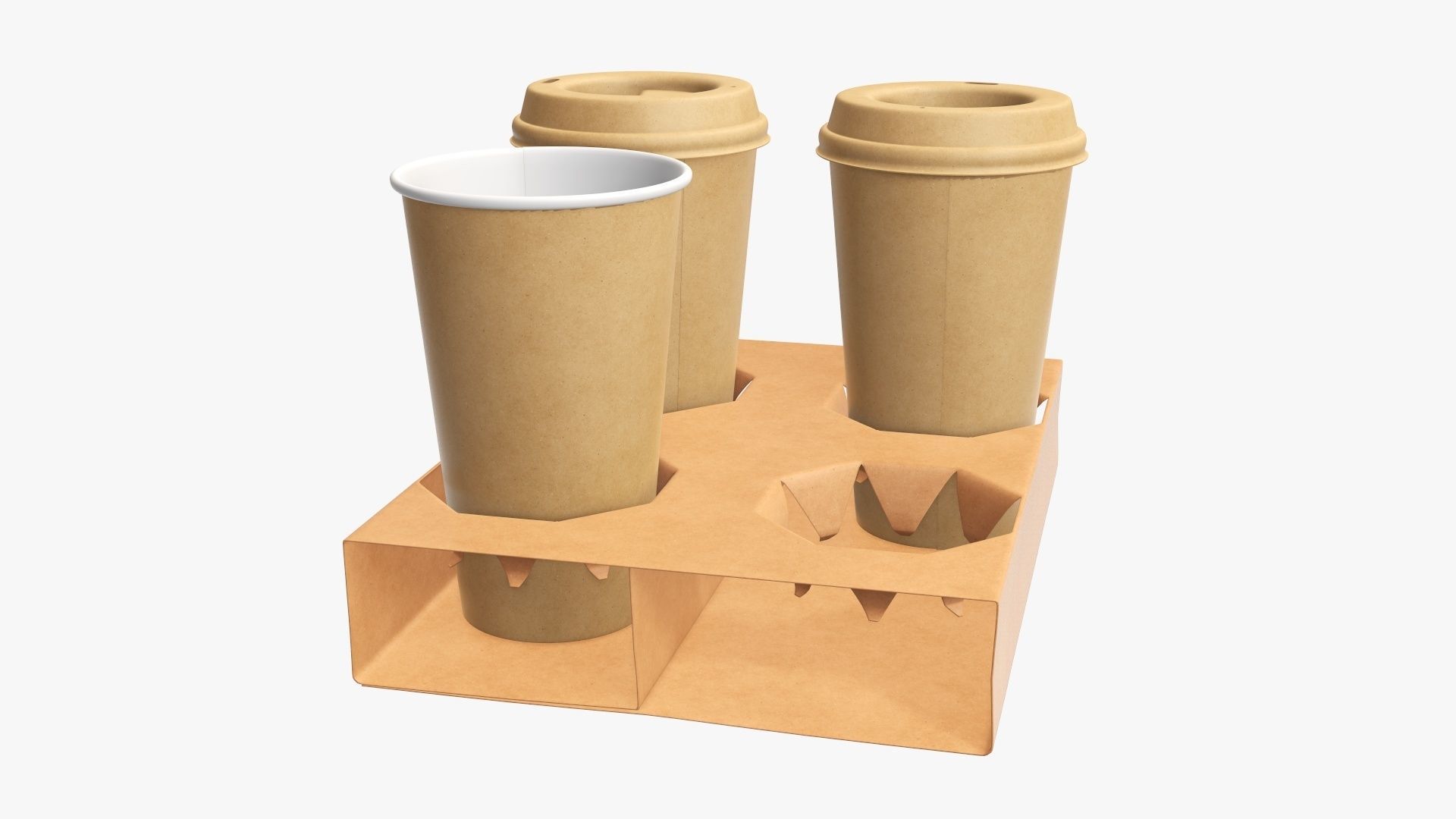 Cups biodegradable with cardboard holder 3D model_1