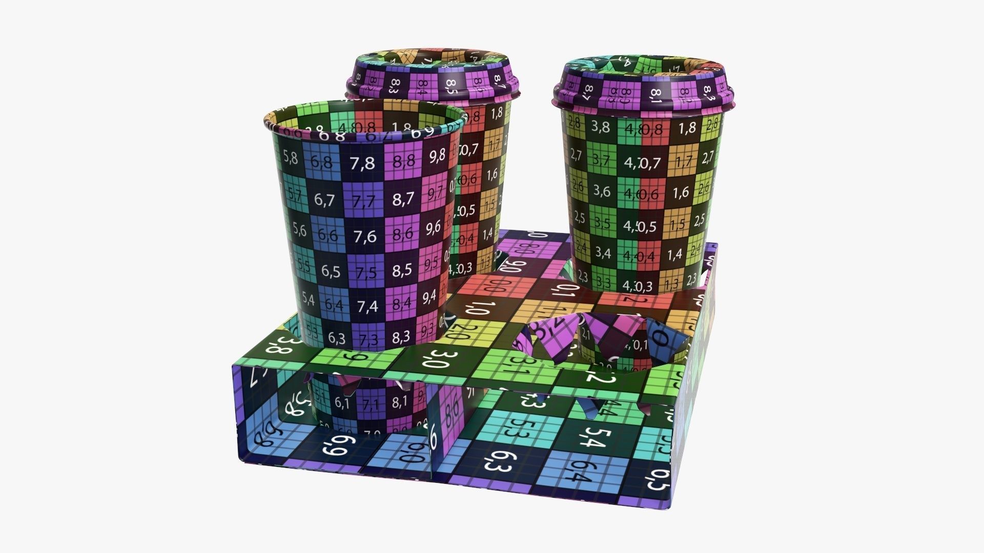 Cups biodegradable with cardboard holder 3D model_11