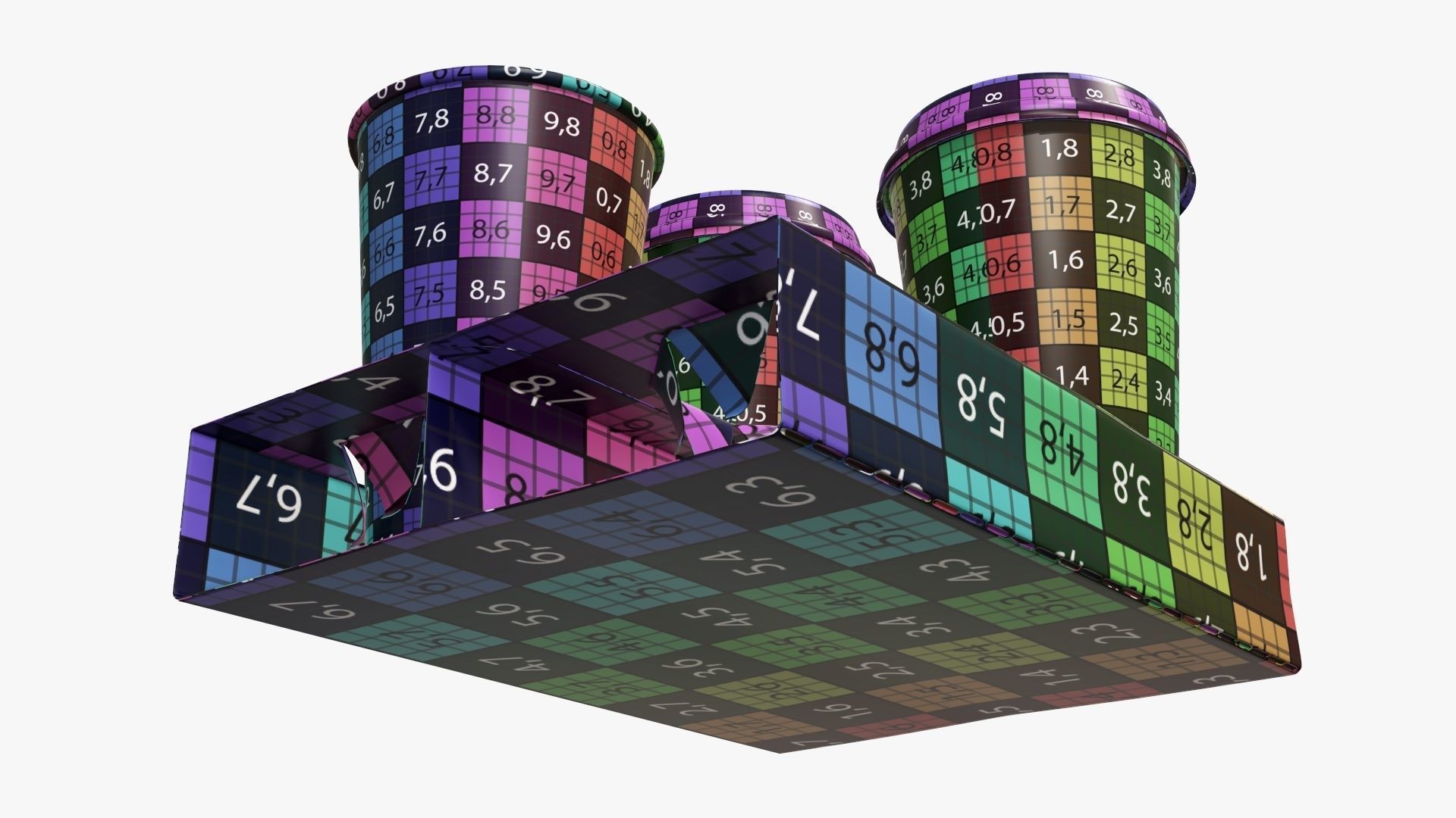 Cups biodegradable with cardboard holder 3D model_14