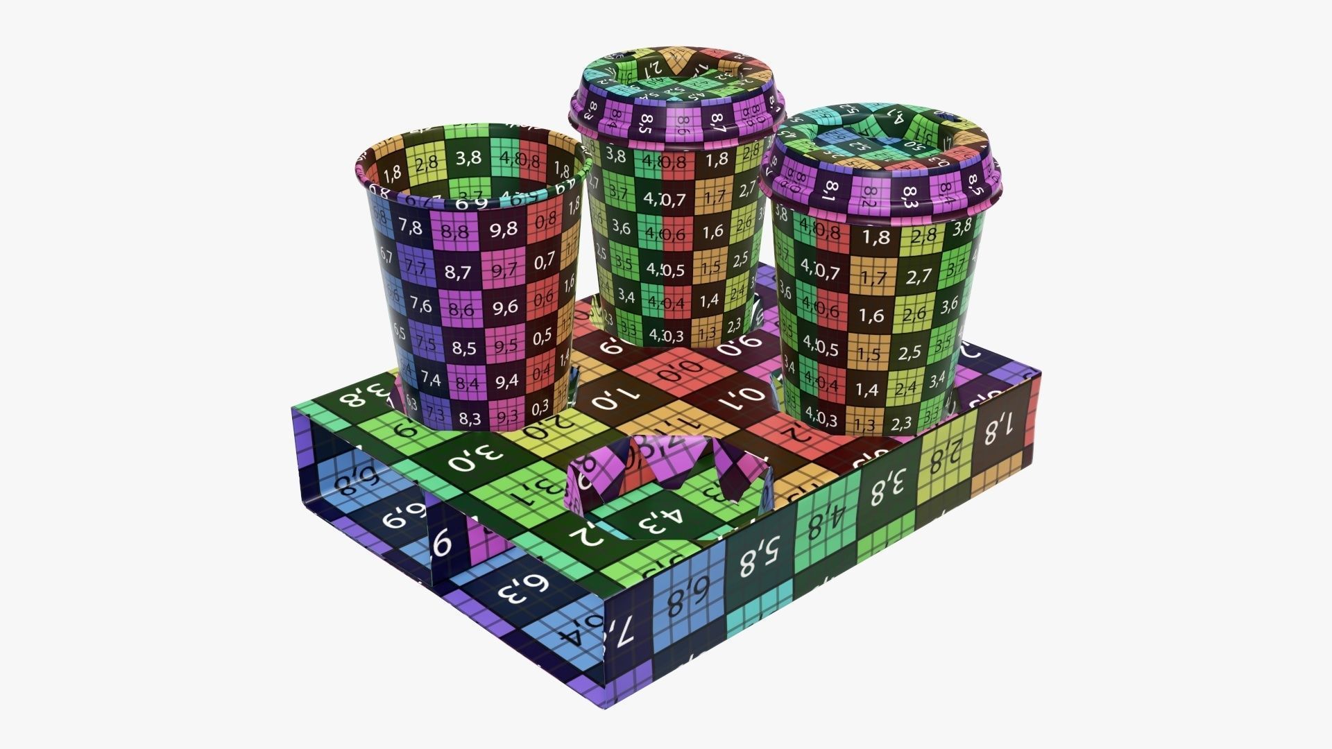 Cups biodegradable with cardboard holder 3D model_10