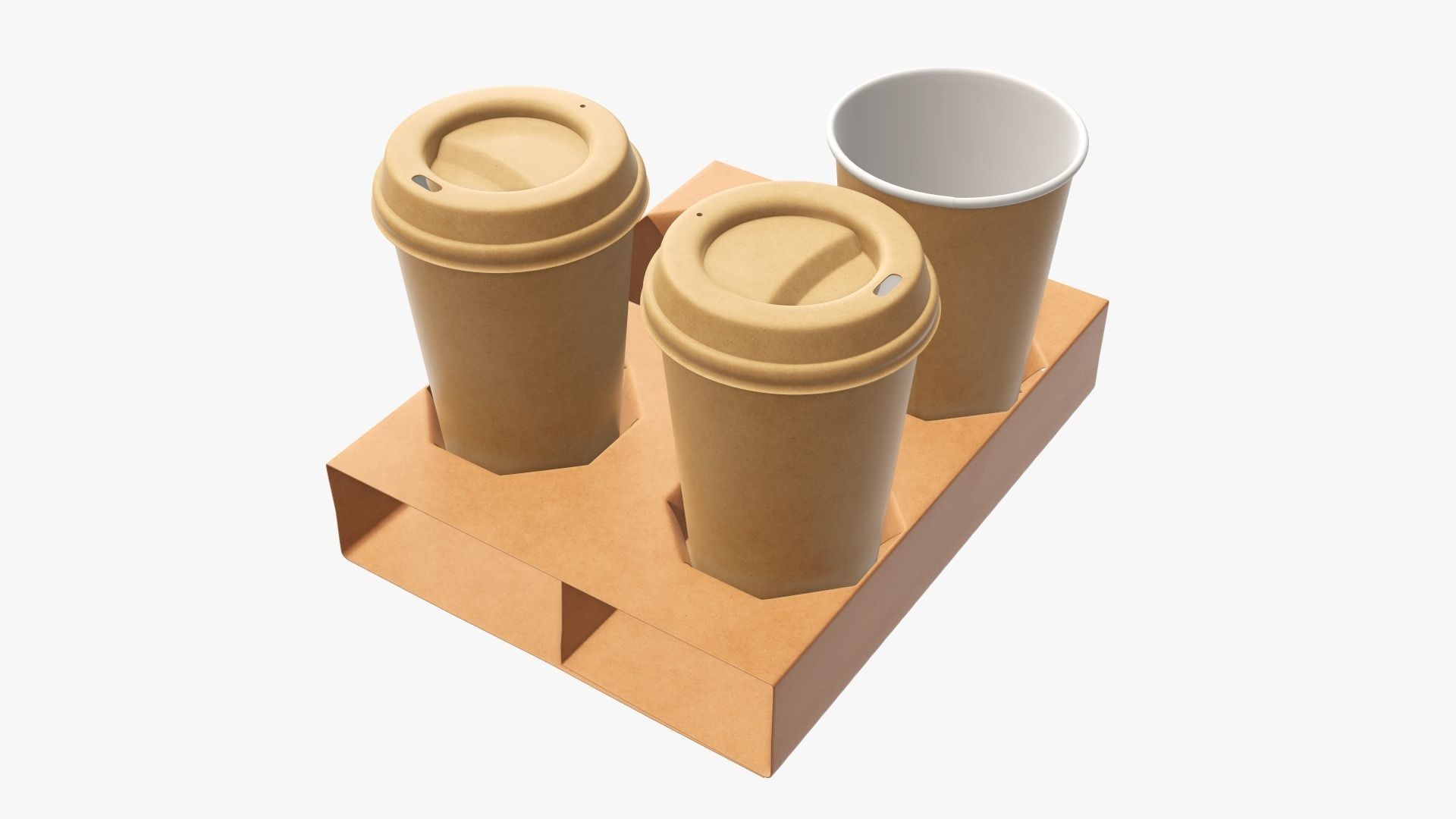 Cups biodegradable with cardboard holder 3D model_3