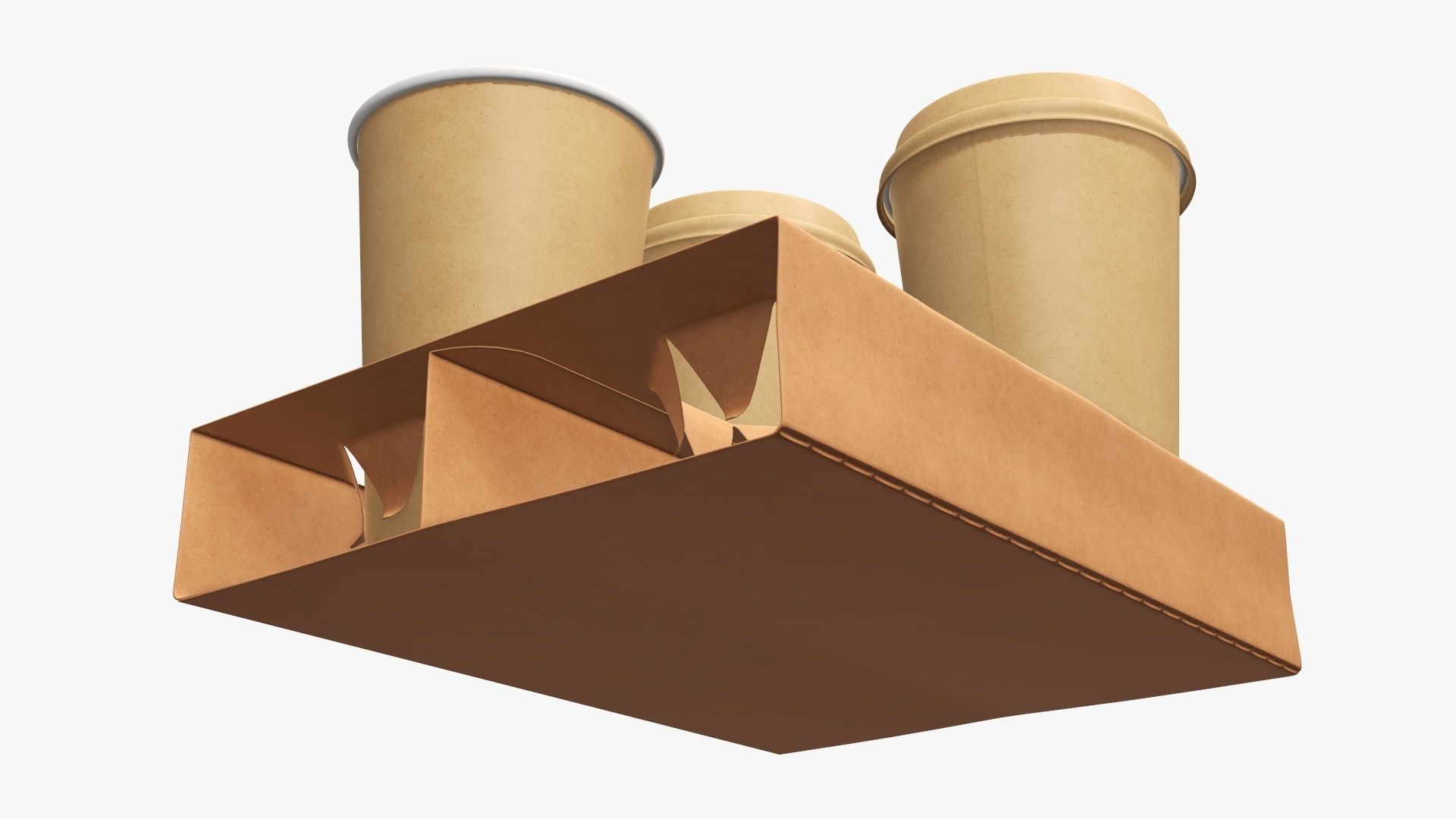 Cups biodegradable with cardboard holder 3D model_4
