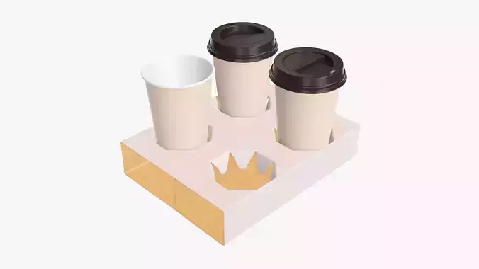 Coffee cups paper with cardboard holder