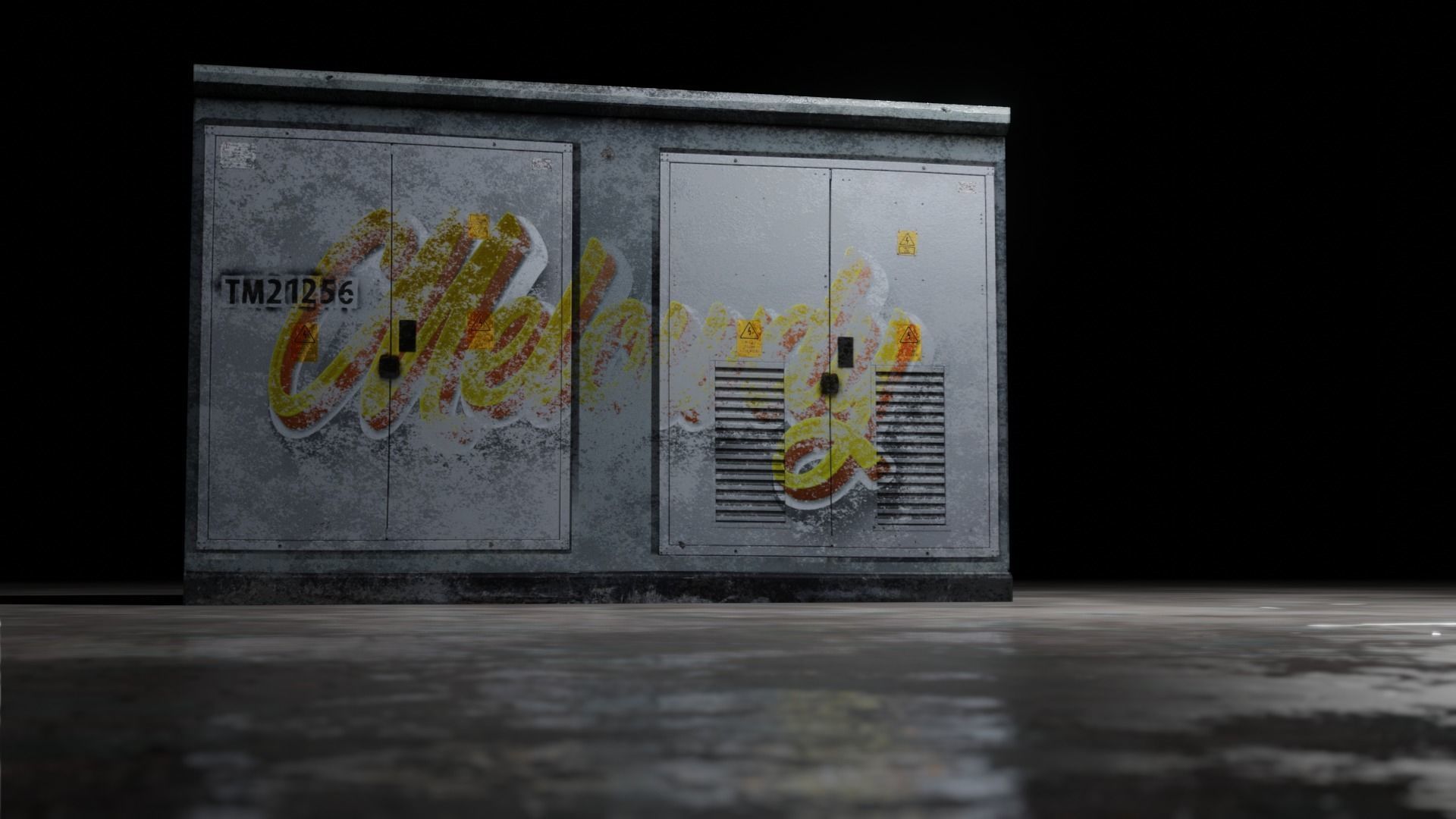 Electrical Box Graffiti Dirty Texture Low-poly 3D model_10