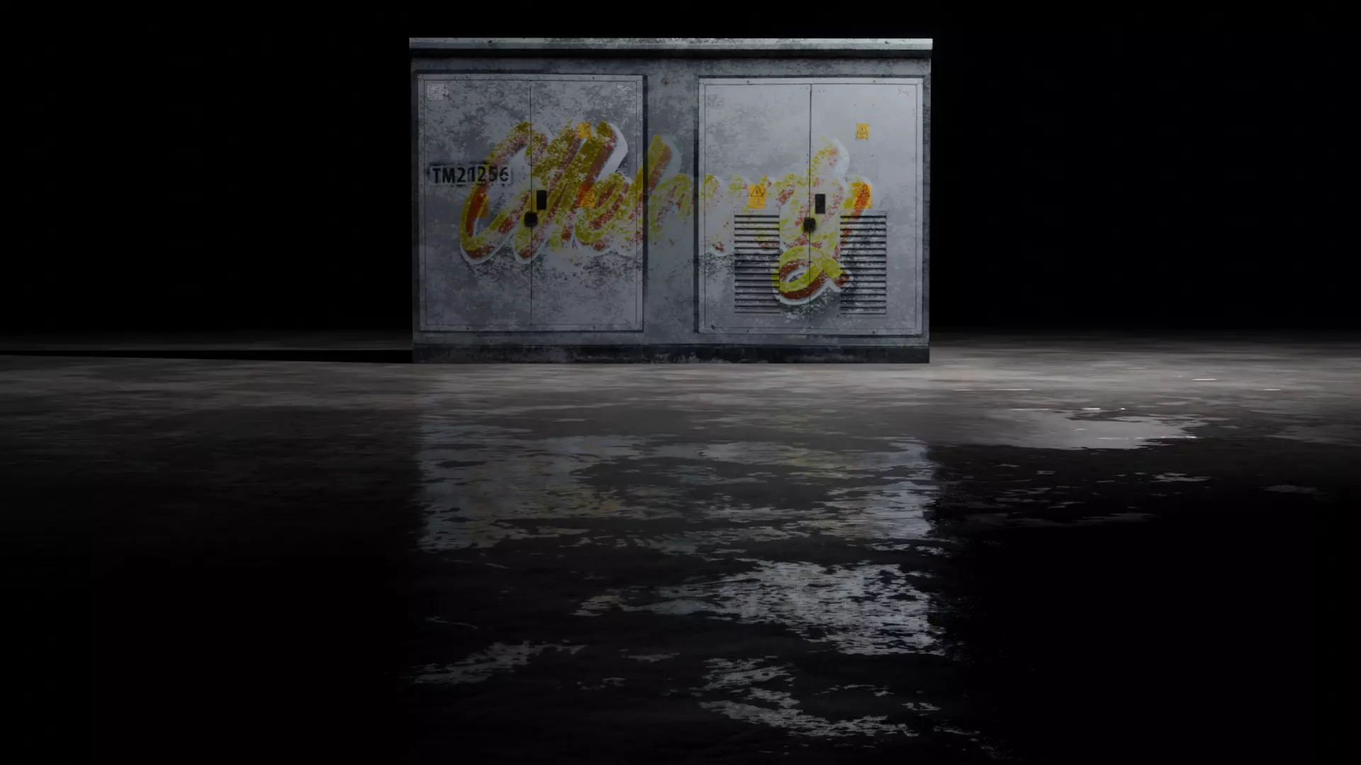 Electrical Box Graffiti Dirty Texture Low-poly 3D model_0