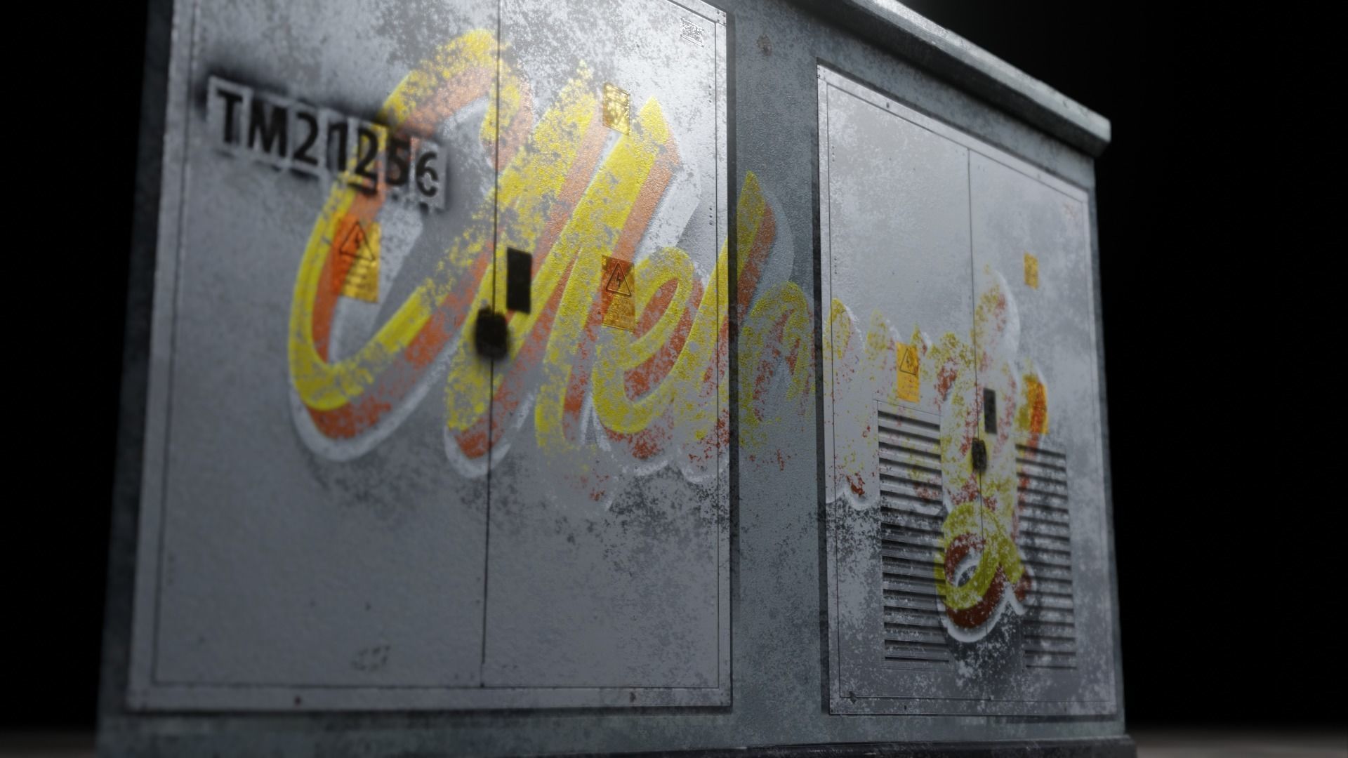 Electrical Box Graffiti Dirty Texture Low-poly 3D model_6