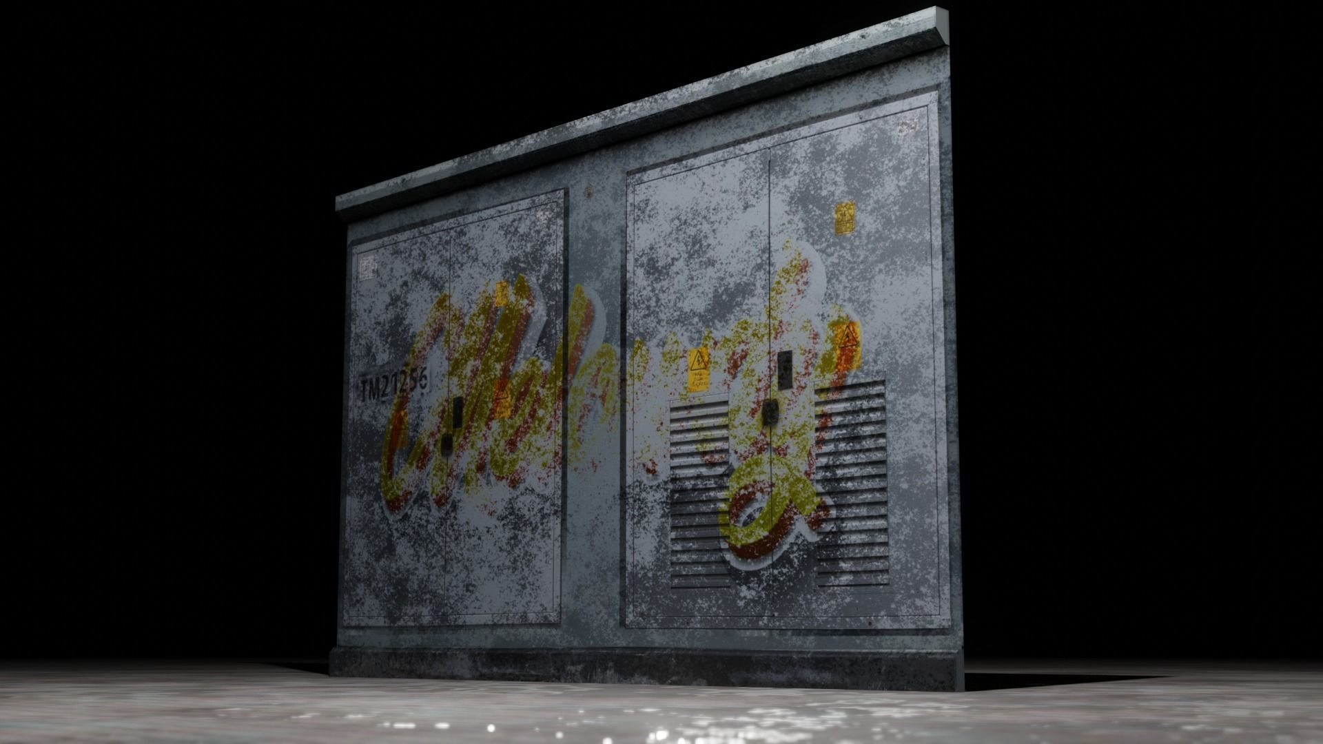 Electrical Box Graffiti Dirty Texture Low-poly 3D model_18