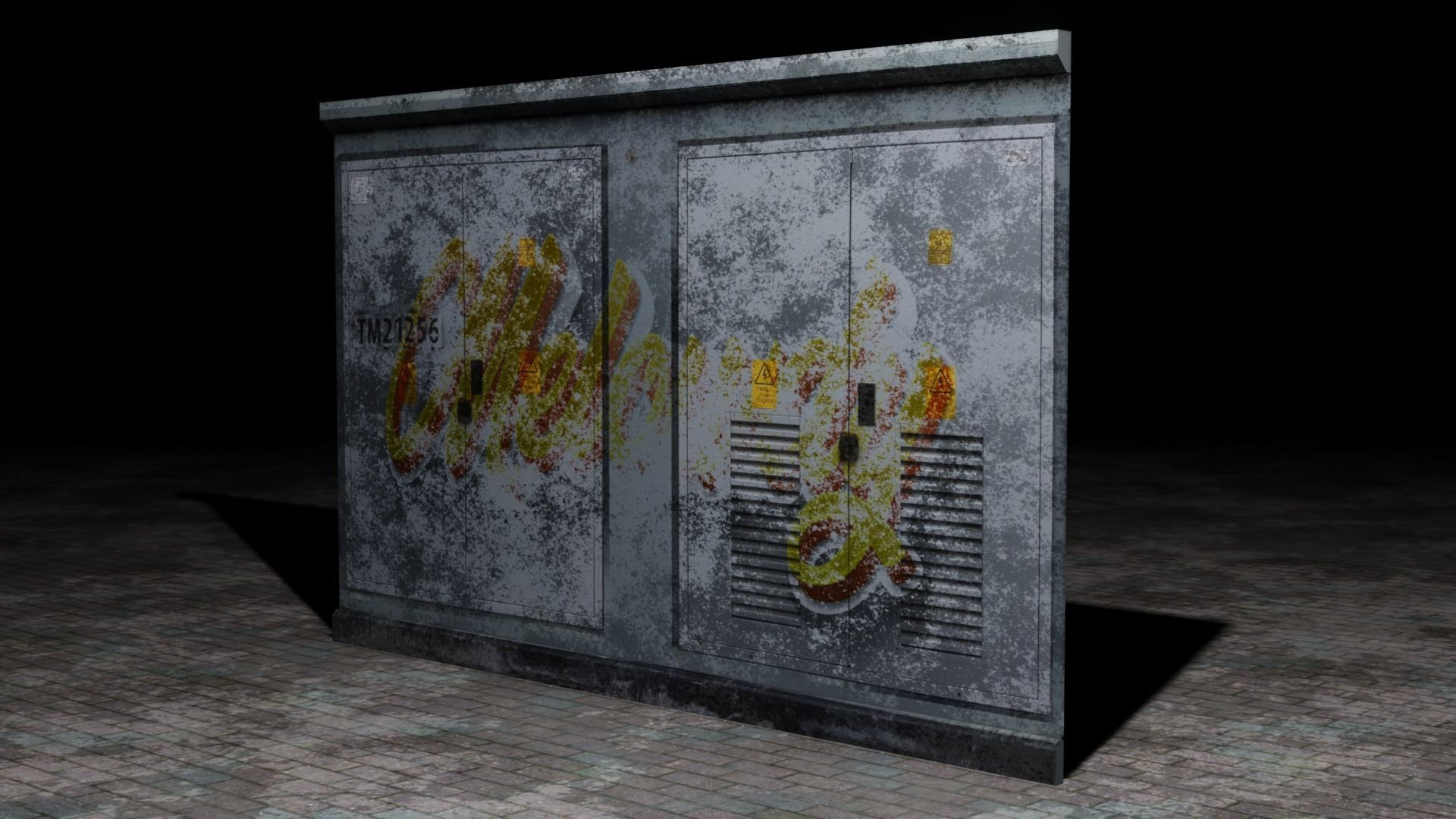Electrical Box Graffiti Dirty Texture Low-poly 3D model_12