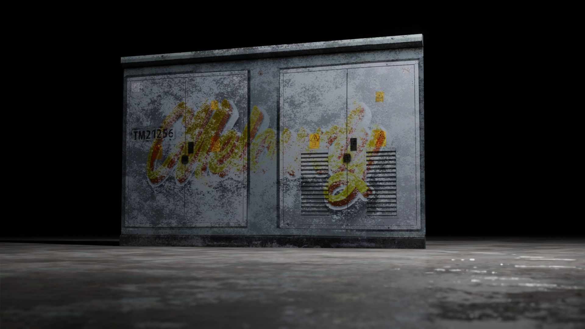 Electrical Box Graffiti Dirty Texture Low-poly 3D model_9