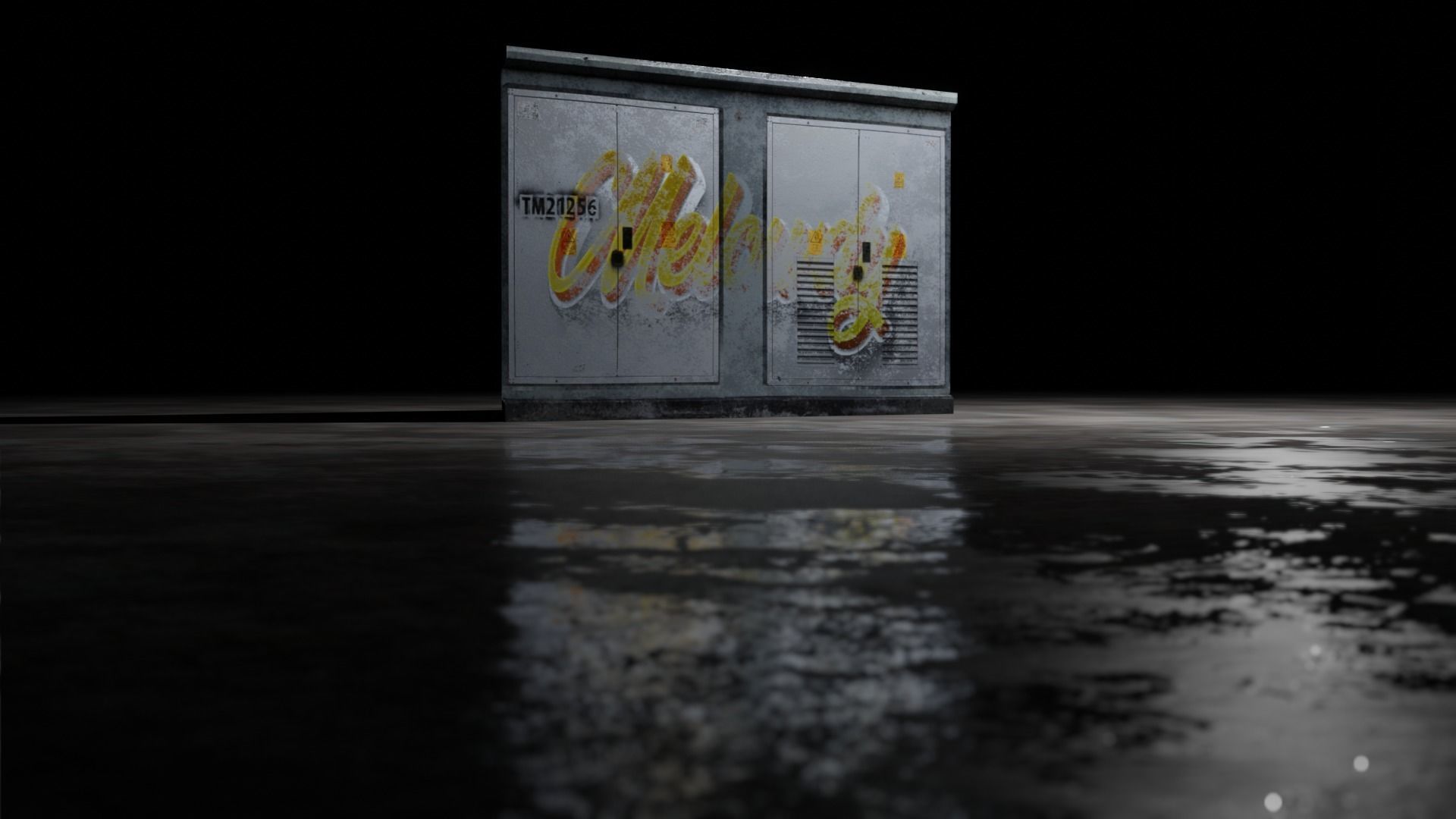 Electrical Box Graffiti Dirty Texture Low-poly 3D model_19