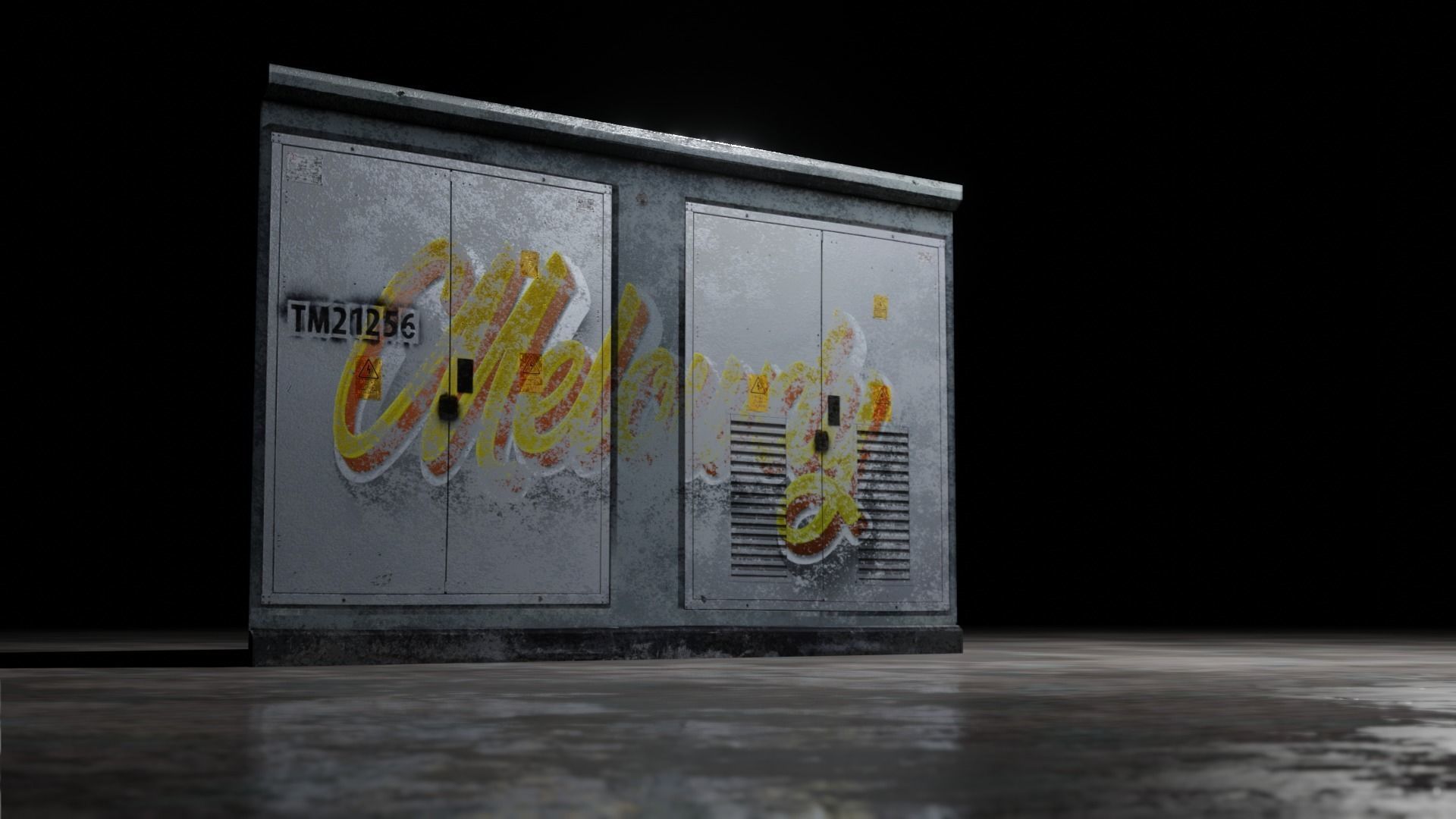 Electrical Box Graffiti Dirty Texture Low-poly 3D model_8