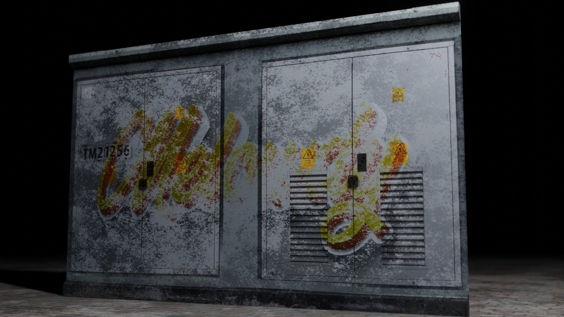 Electrical Box Graffiti Dirty Texture Low-poly 3D model_5