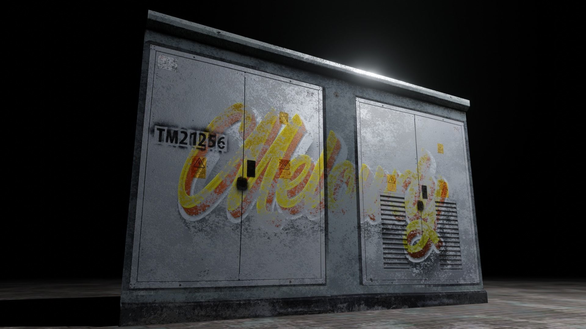 Electrical Box Graffiti Dirty Texture Low-poly 3D model_2