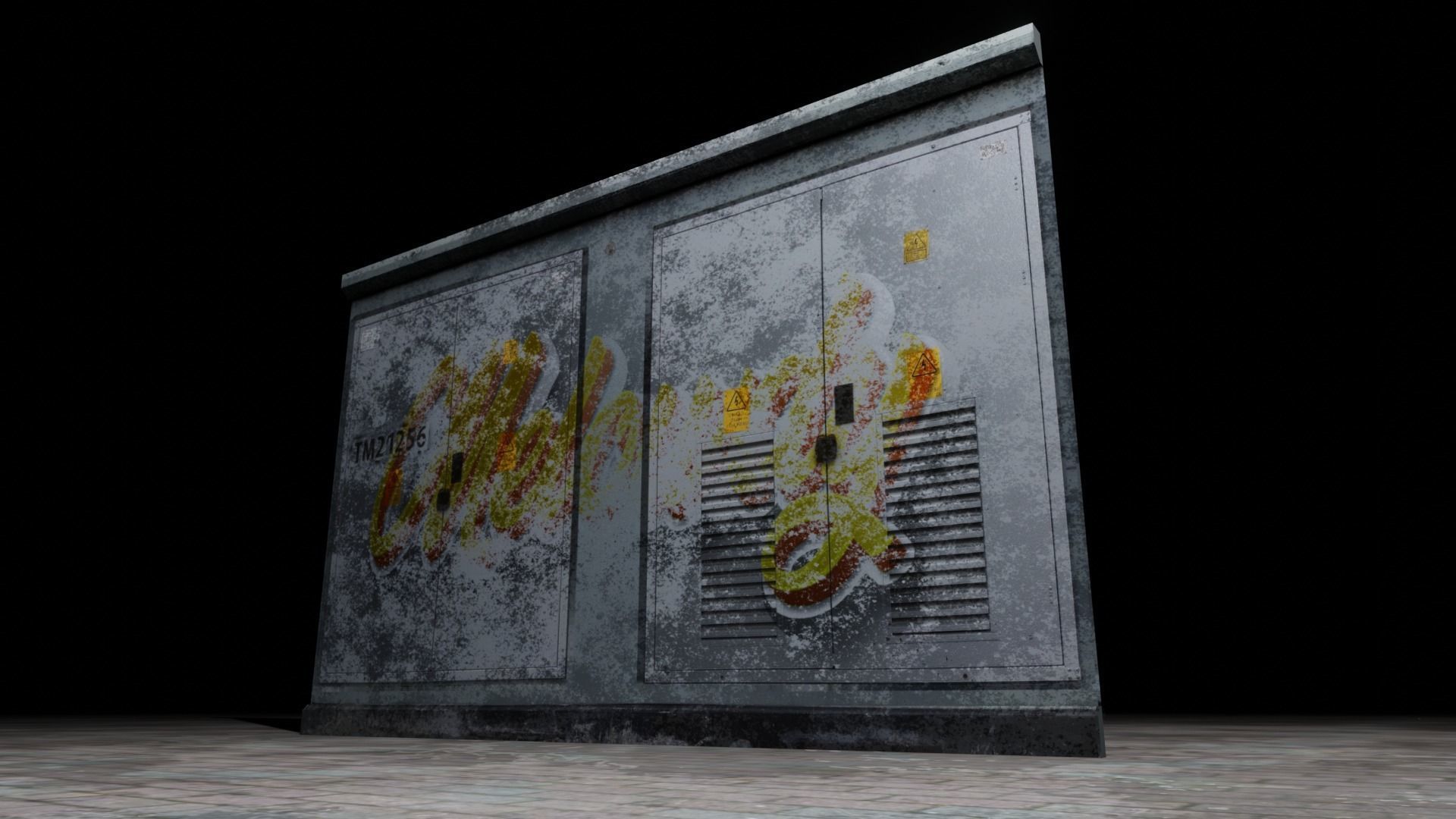 Electrical Box Graffiti Dirty Texture Low-poly 3D model_1