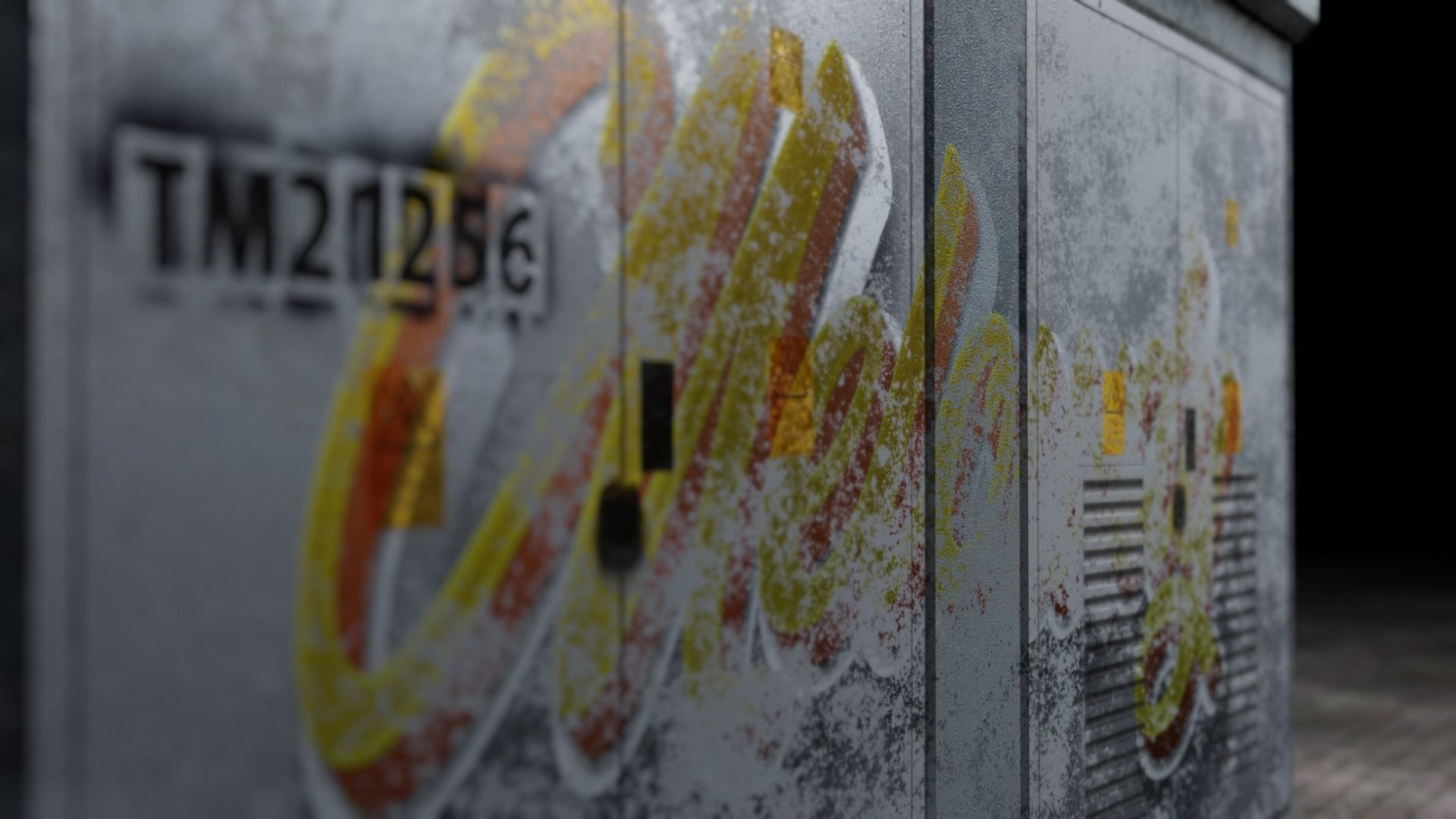 Electrical Box Graffiti Dirty Texture Low-poly 3D model_7