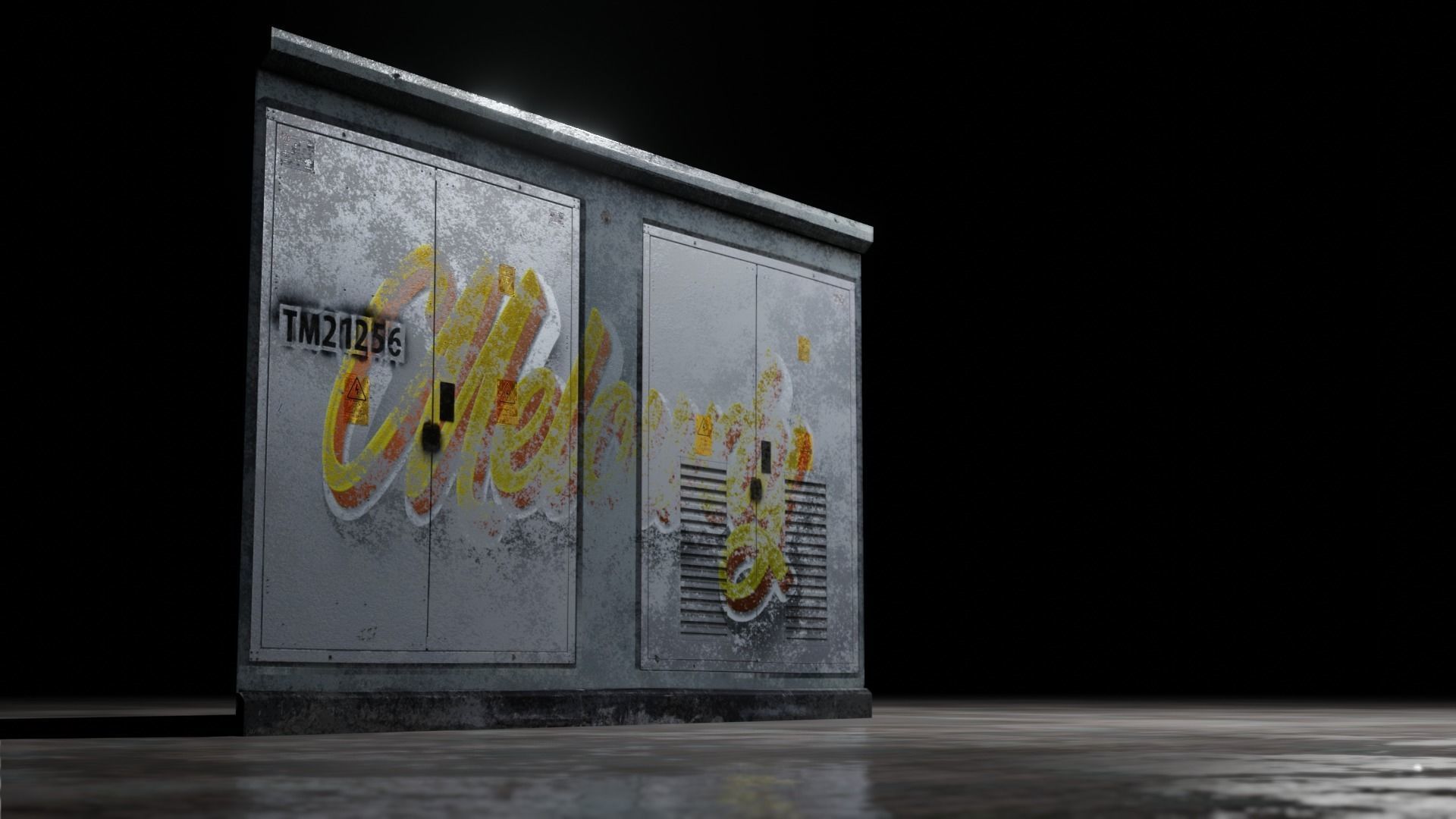 Electrical Box Graffiti Dirty Texture Low-poly 3D model_11