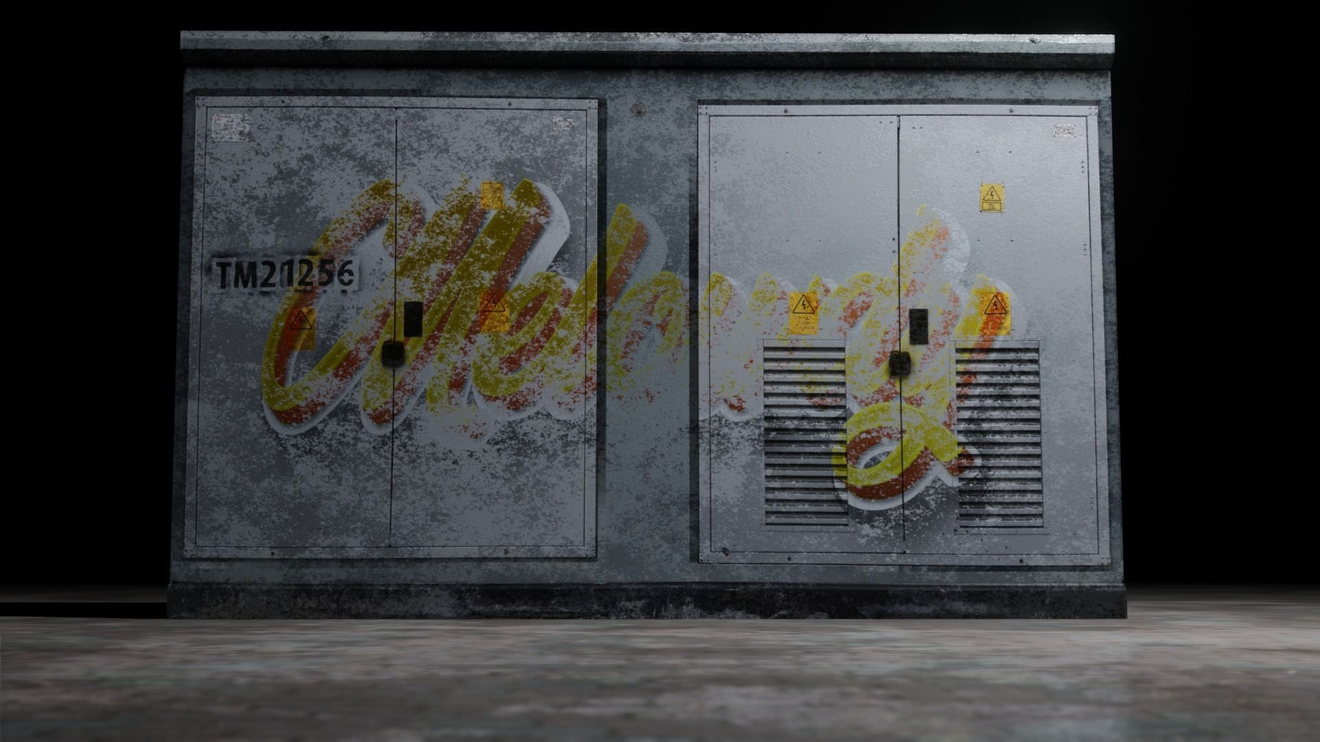 Electrical Box Graffiti Dirty Texture Low-poly 3D model_15