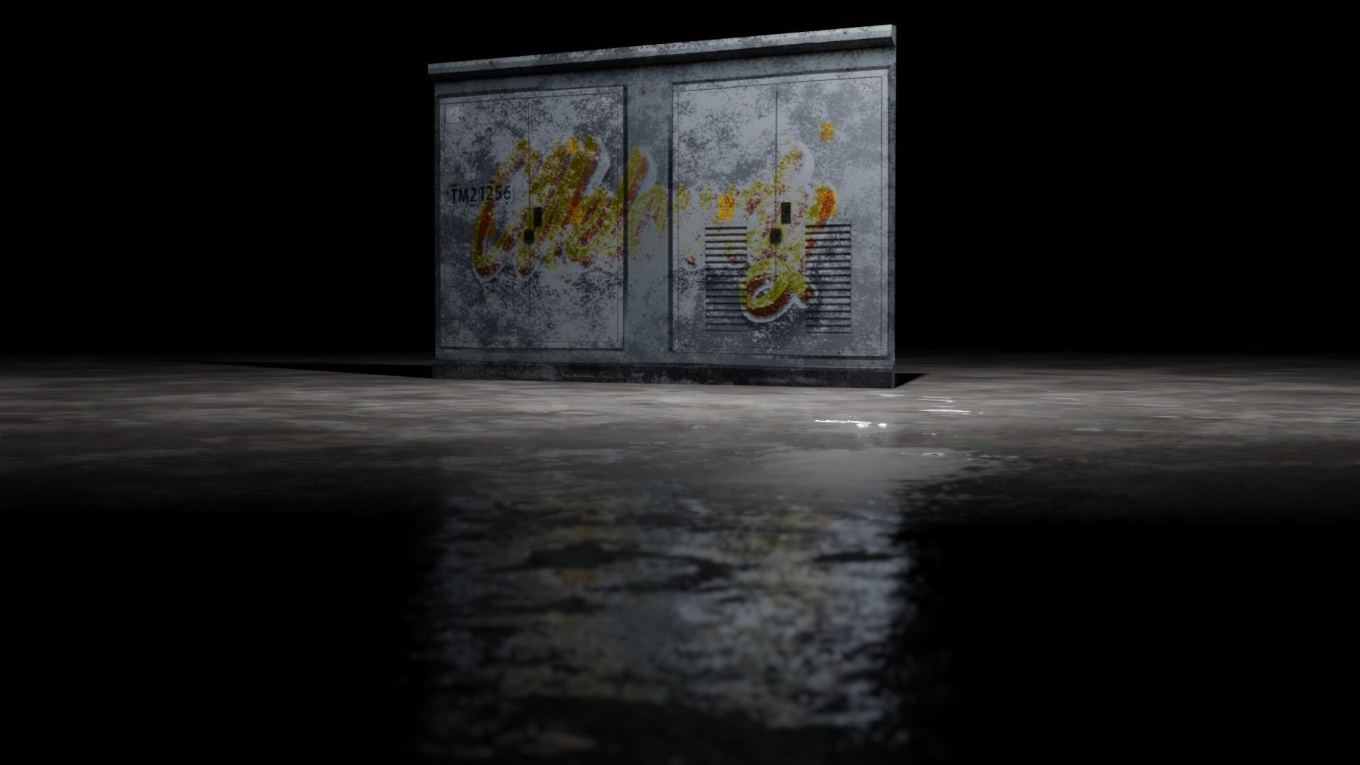 Electrical Box Graffiti Dirty Texture Low-poly 3D model_17