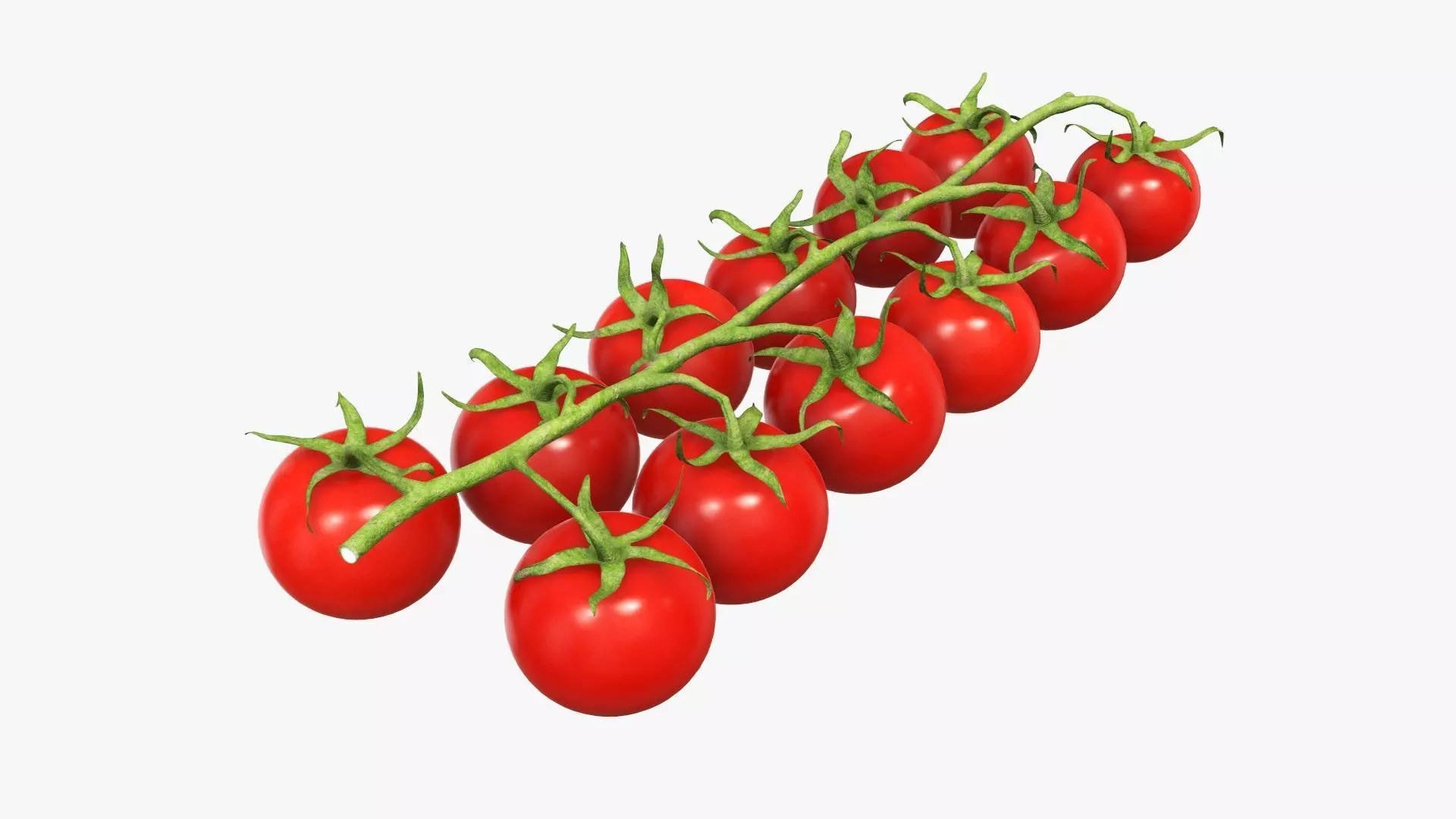 Small tomato cherry red branch 02 3D model