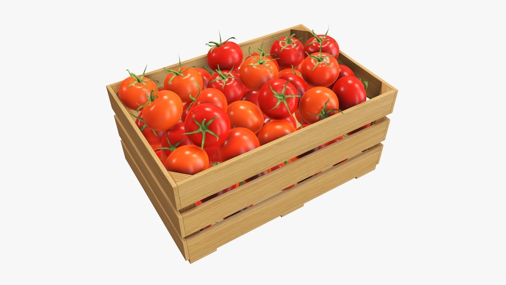 Tomatoes in wooden crate 3D model CGTrader