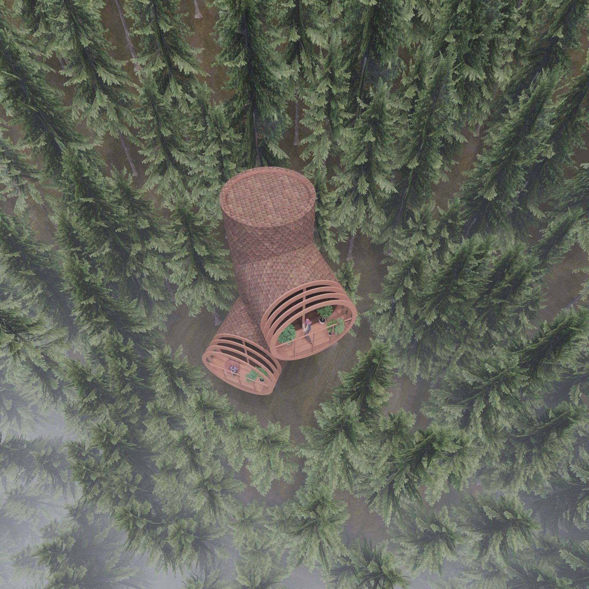 Modern Tree House 2 Low-poly 3D model_3