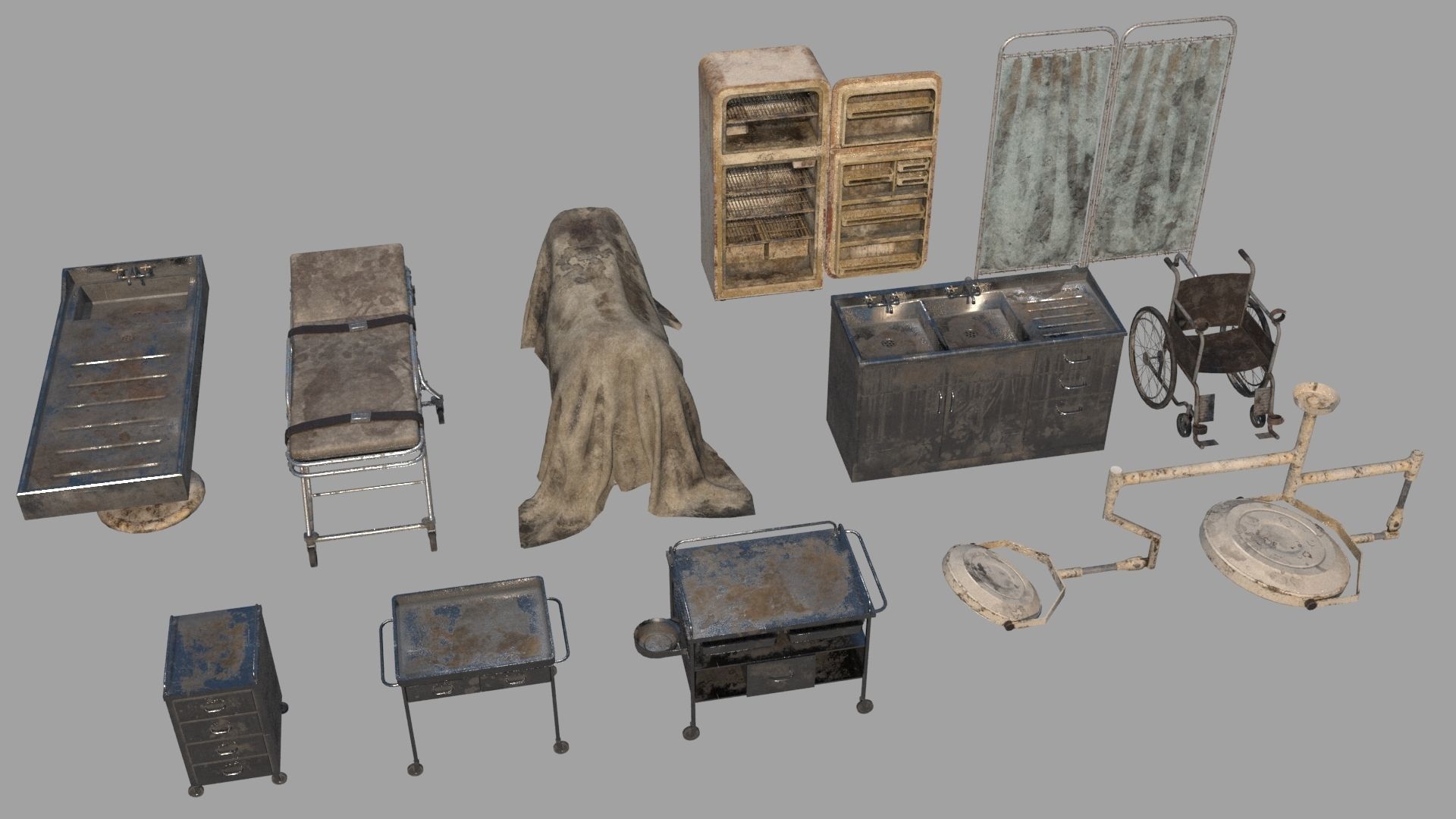 Horror Pathologist Room Set Low-poly 3D model_2