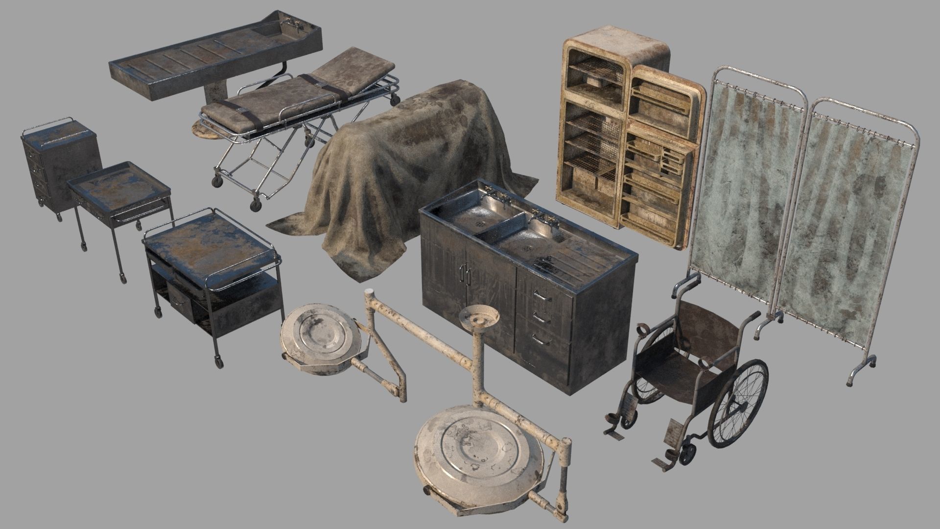 Horror Pathologist Room Set Low-poly 3D model_1