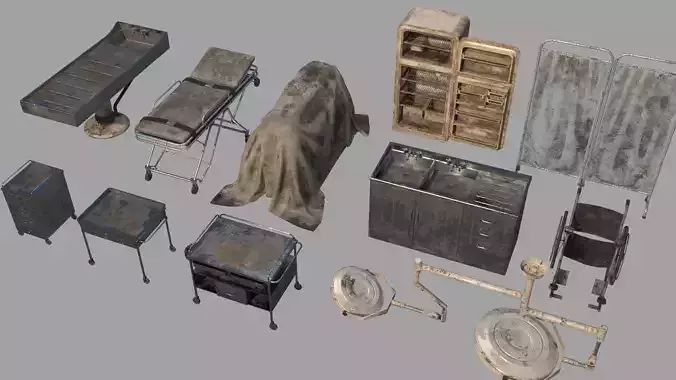 Horror Pathologist Room Set Low-poly 3D model