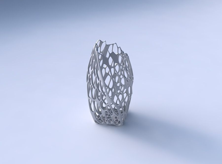 Vase twisted arc quadratic with cracked organic lattice 3D print model_3