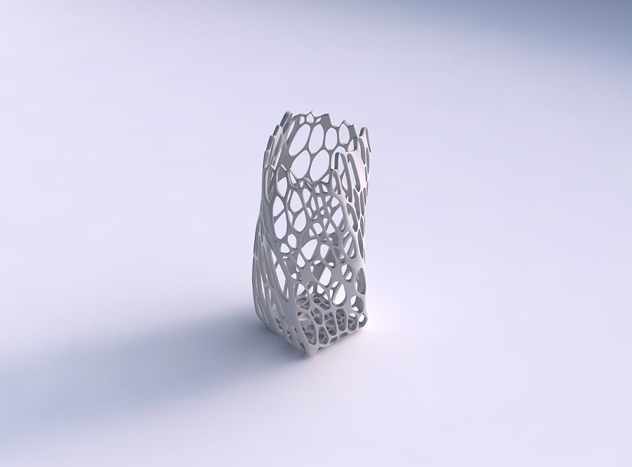 Vase twisted arc quadratic with cracked organic lattice 3D print model_0