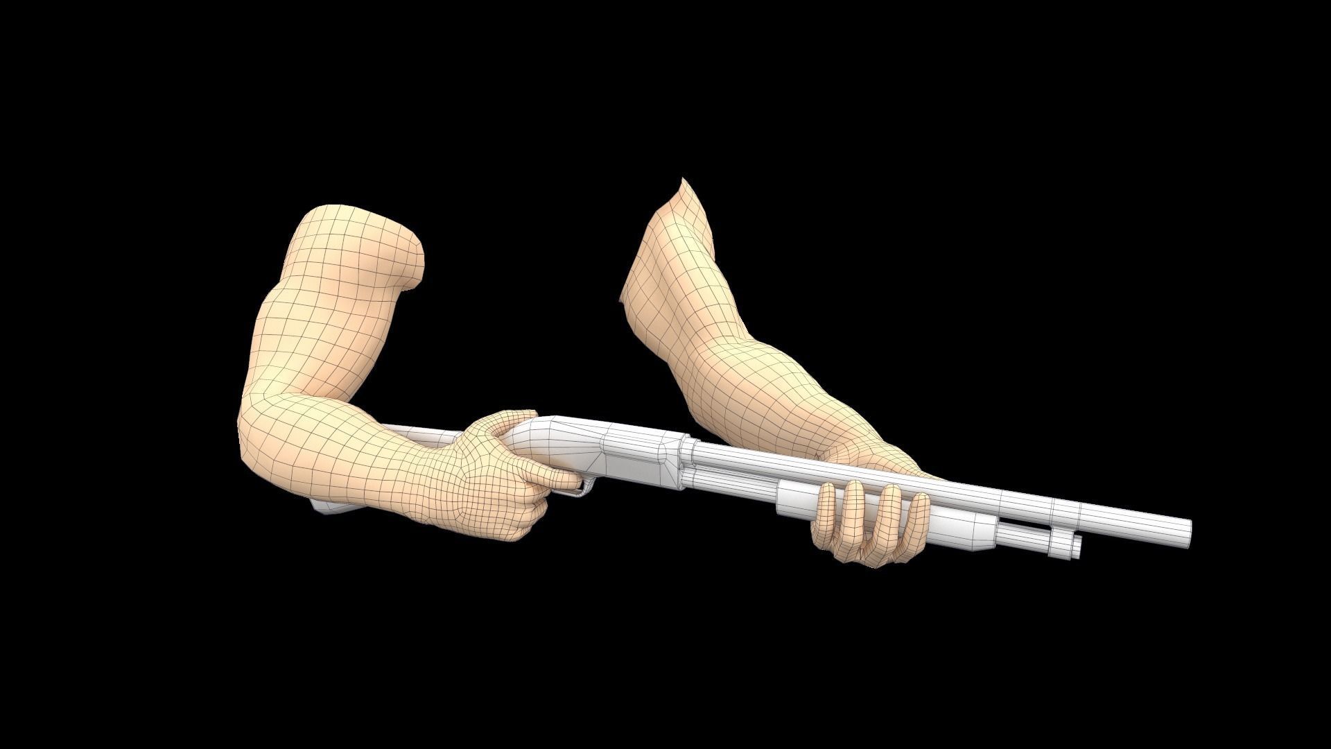 First person shooter hands with different set of animations  Low-poly 3D model_12
