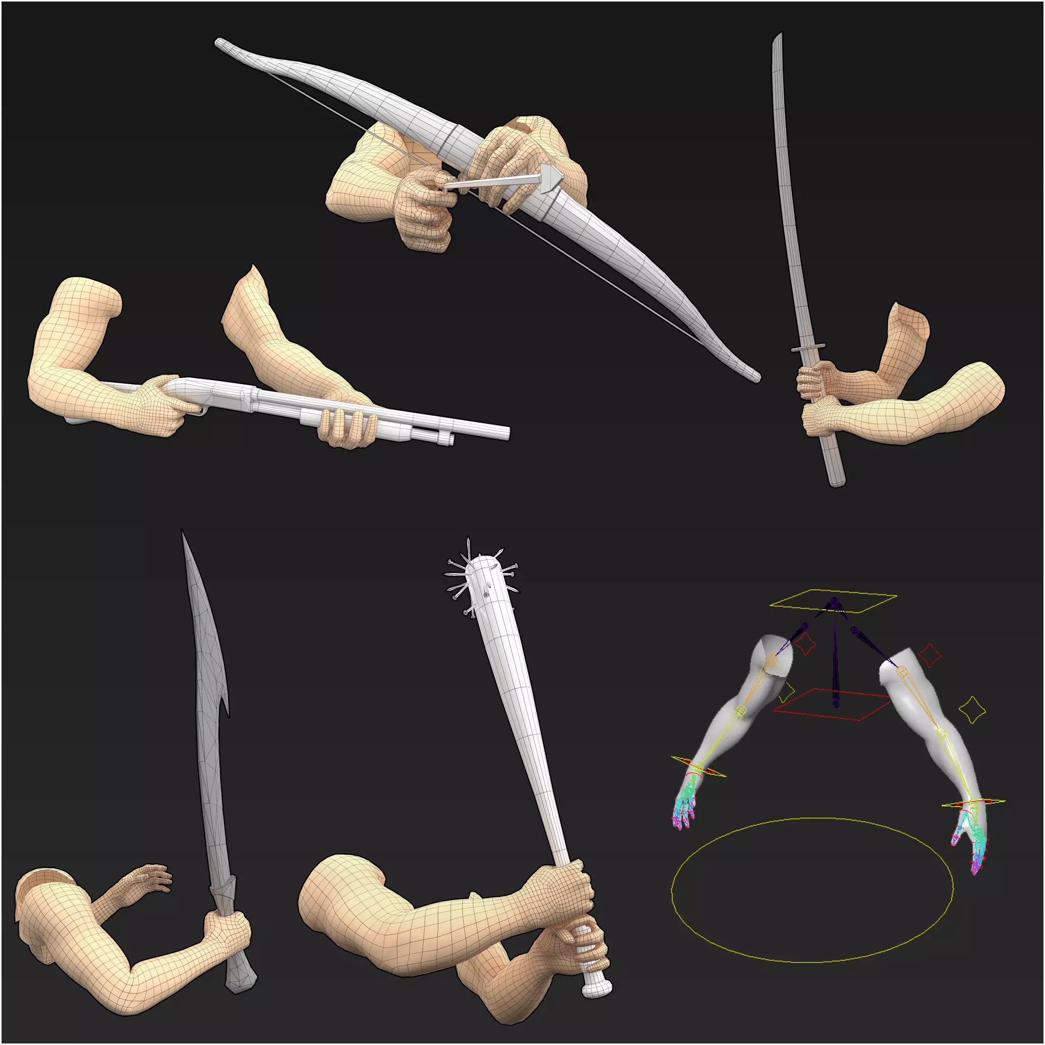 First person shooter hands with different set of animations  Low-poly 3D model_0
