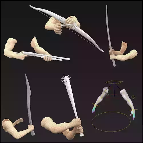 First person shooter hands with different set of animations  Low-poly 3D model