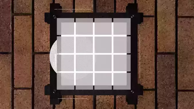 lamp0 square window on brick wall