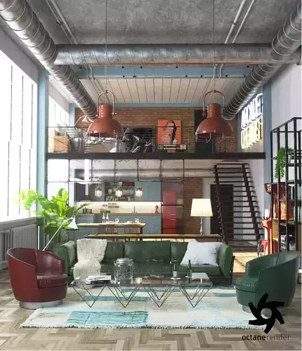 Industrial Loft Octane Render