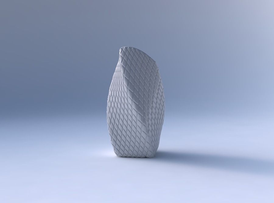 Vase twisted arc quadratic with diagonal grid bulges 3D print model_4
