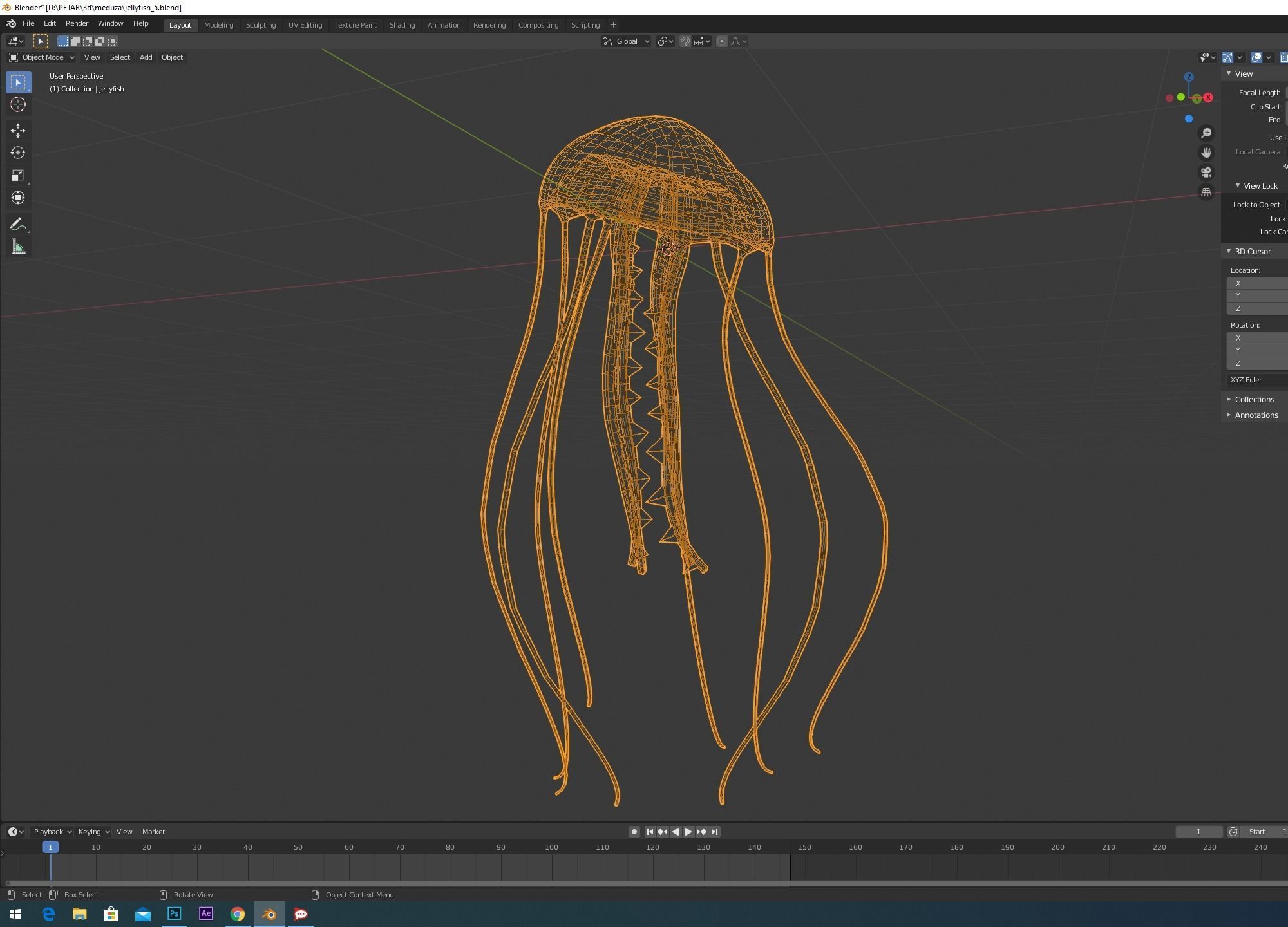 jellyfish hd wallpaper Low-poly 3D model_3