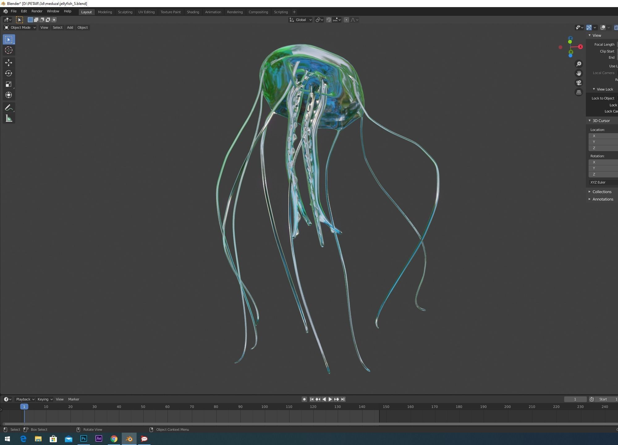 jellyfish hd wallpaper Low-poly 3D model_4