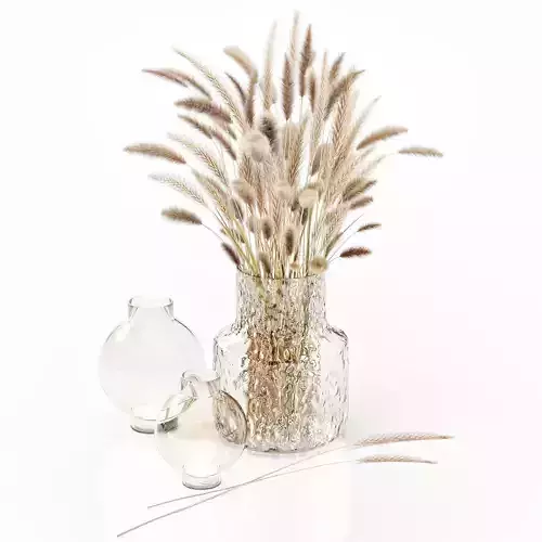 Dry flowers in glass vase